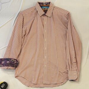 Robert Graham Purple and Orange Checkered Shirt